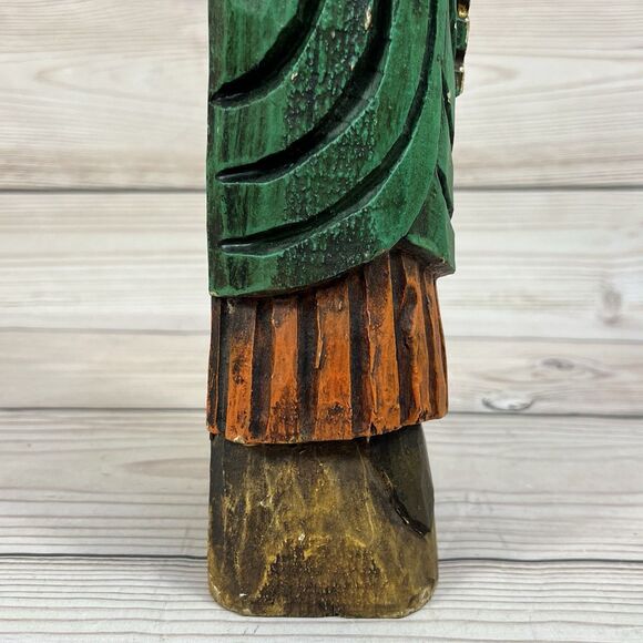 VTG St Peter w/Key Wooden Sculpture SANTOS 19” Hand Carved & Painted Holy Figure - Picture 13 of 16